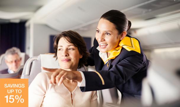 Stewardess in cabin
