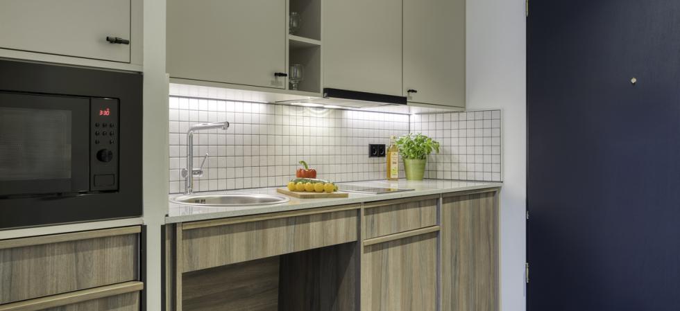kitchen hotel room Citadines Berlin